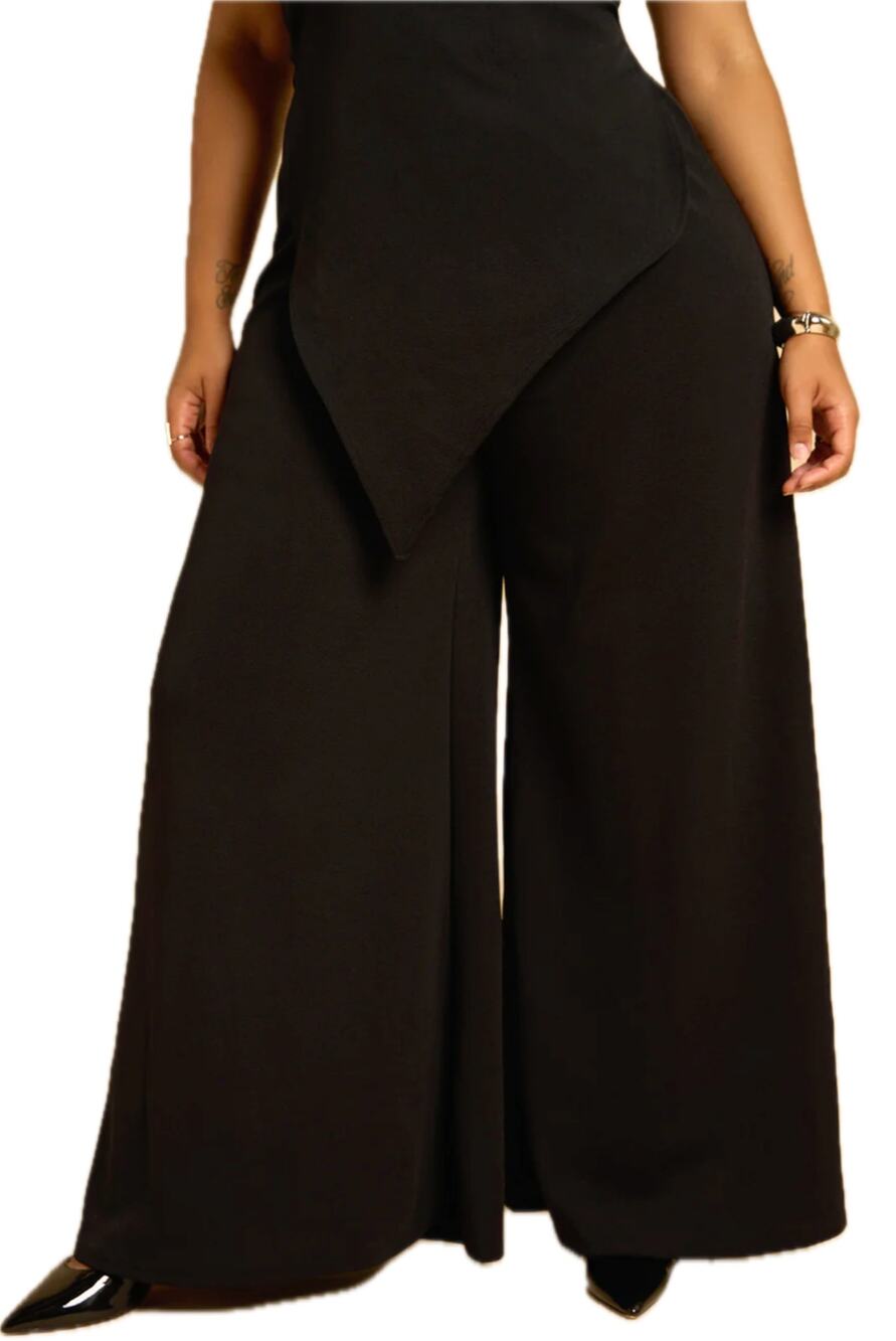 Rebdolls Black In That Way Wide Leg Elastic Waist Stretch Pants Plus size 3X